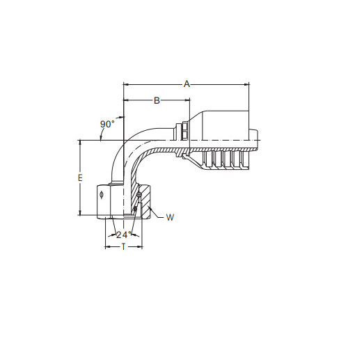 Femmina girevole metrica 90° O-ring sede conica 24°