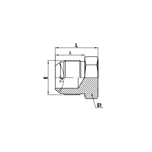 Spina conica maschio 74° JIC